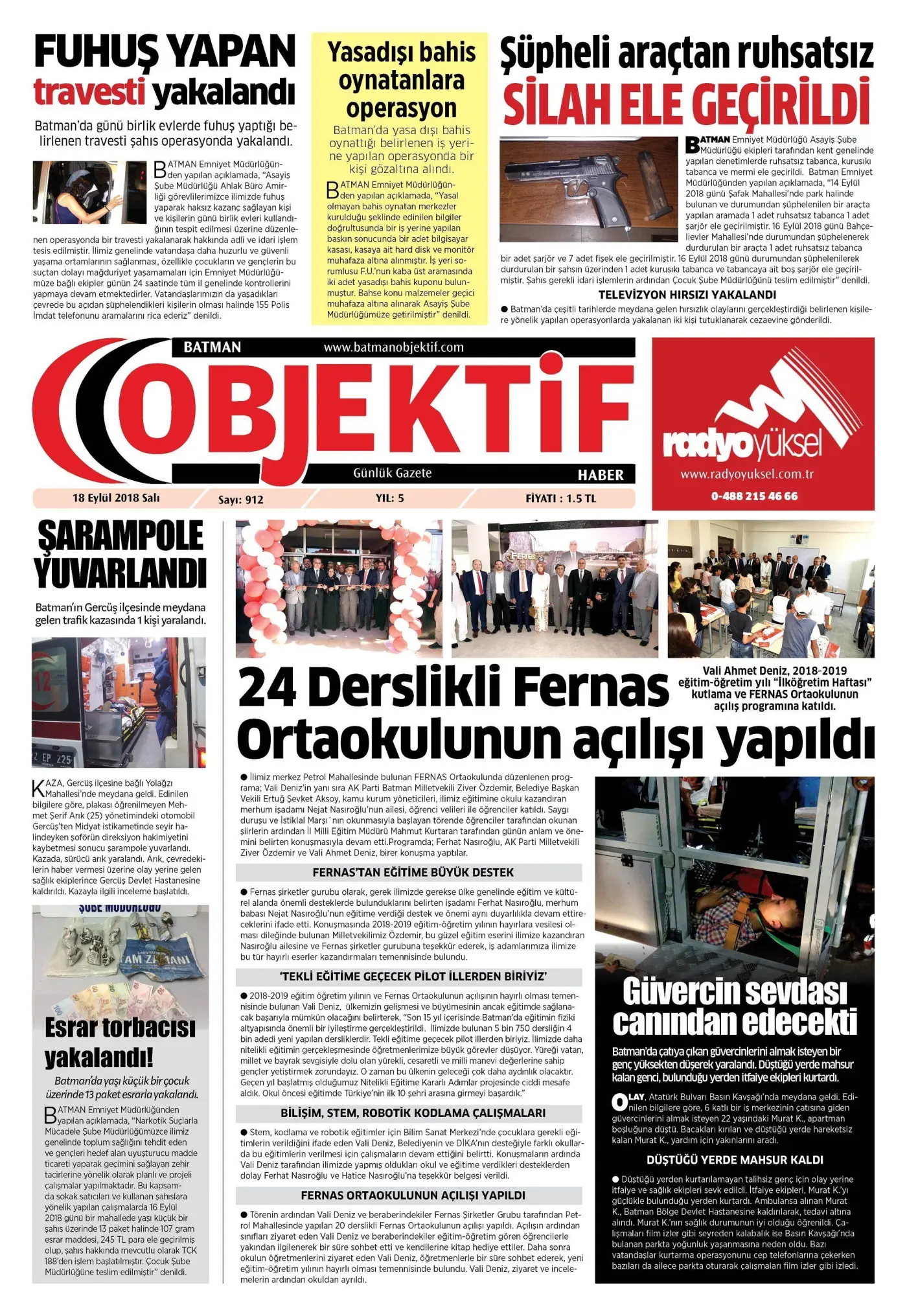 17.09.2018 tarihli sayı, 1. sayfa