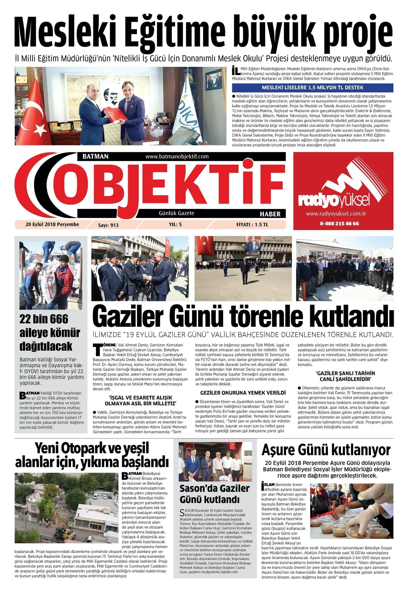 21.09.2018 tarihli sayı, 1. sayfa