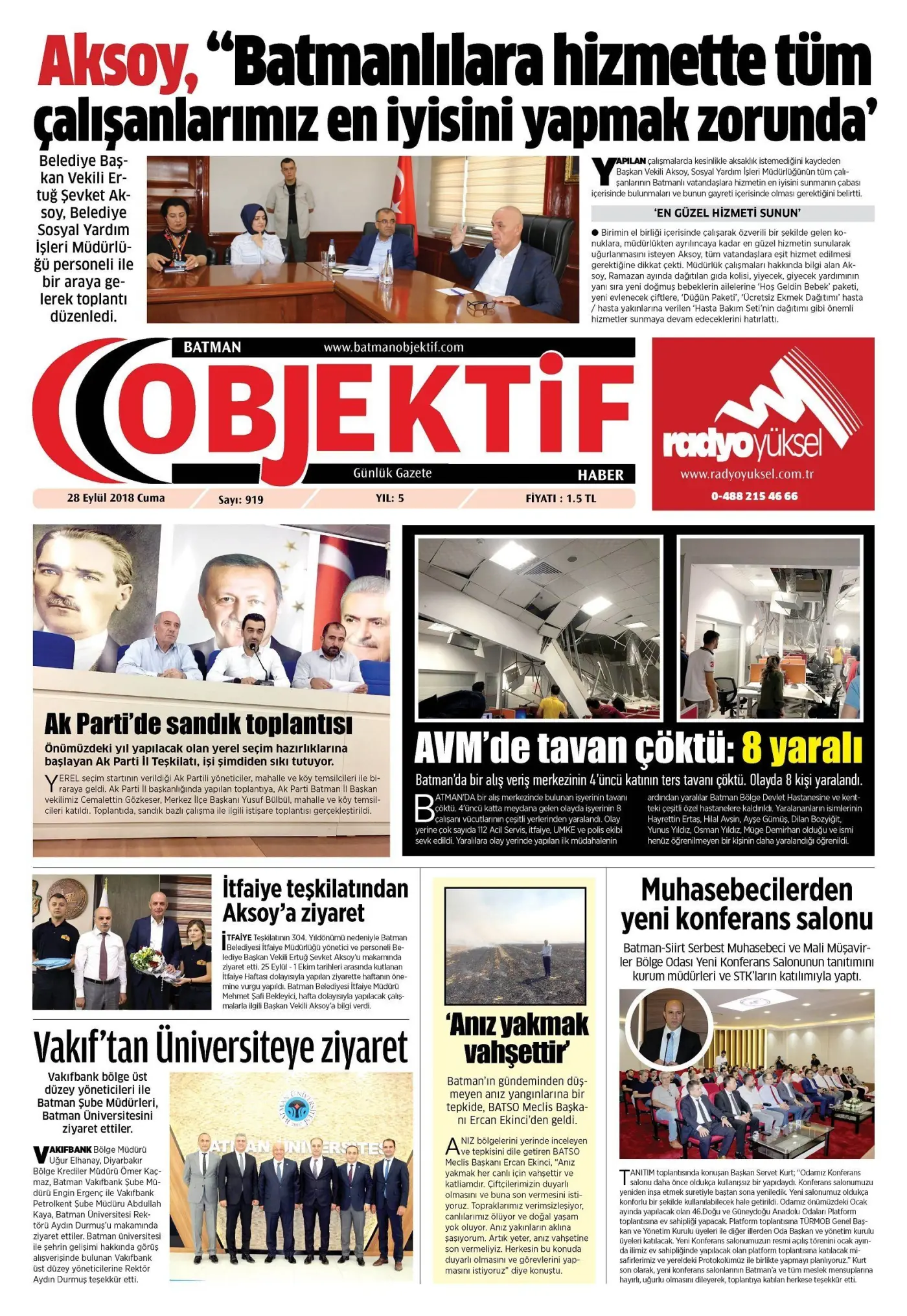27.09.2018 tarihli sayı, 1. sayfa
