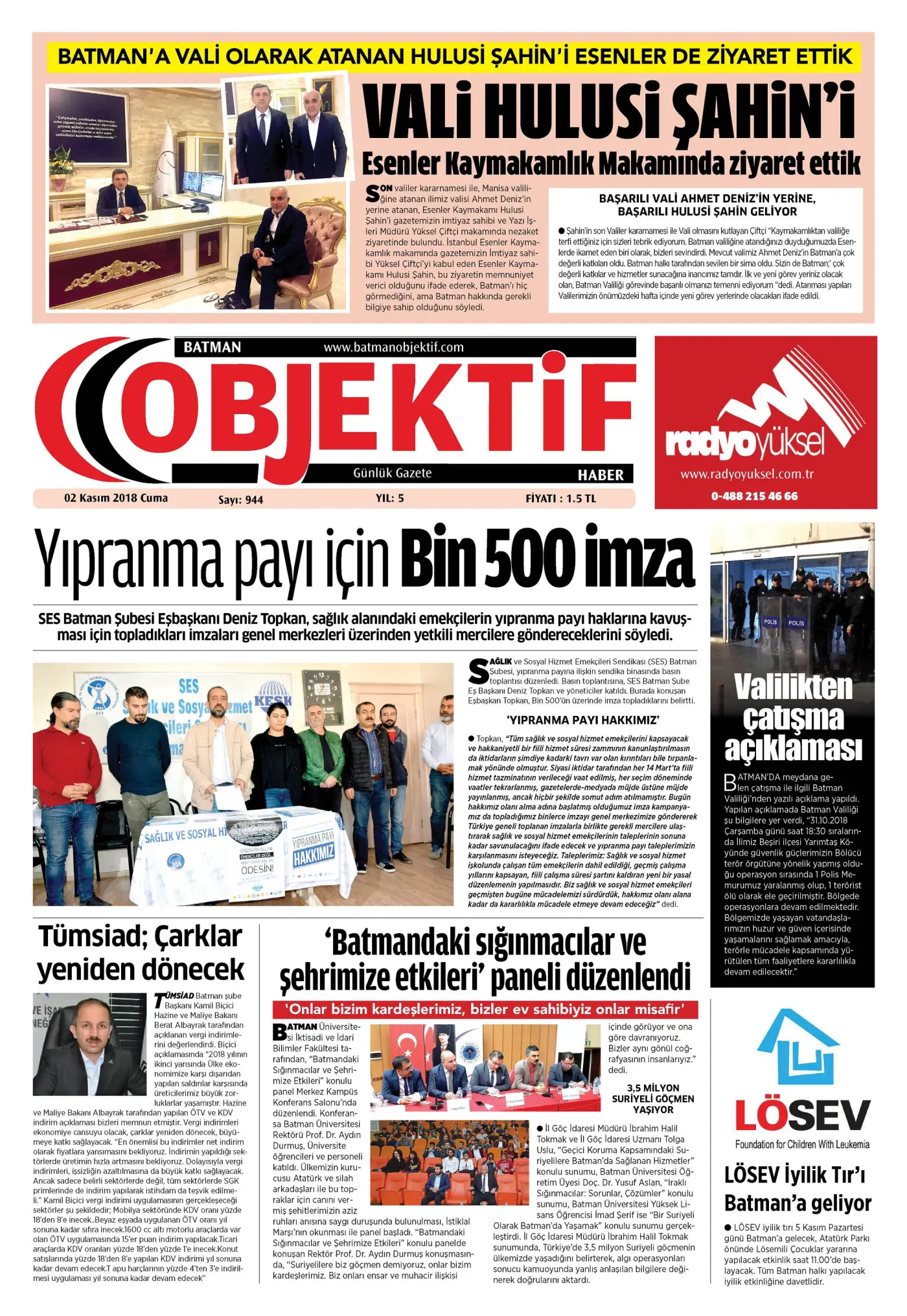 03.11.2018 tarihli sayı, 1. sayfa