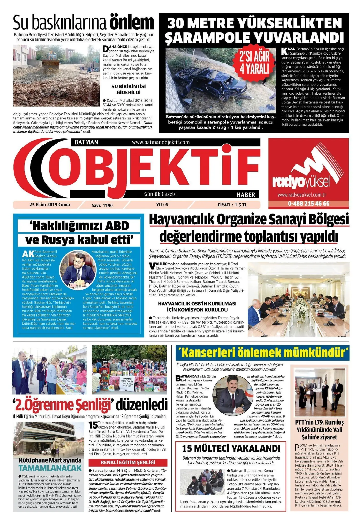 25.10.2019 tarihli sayı, 1. sayfa