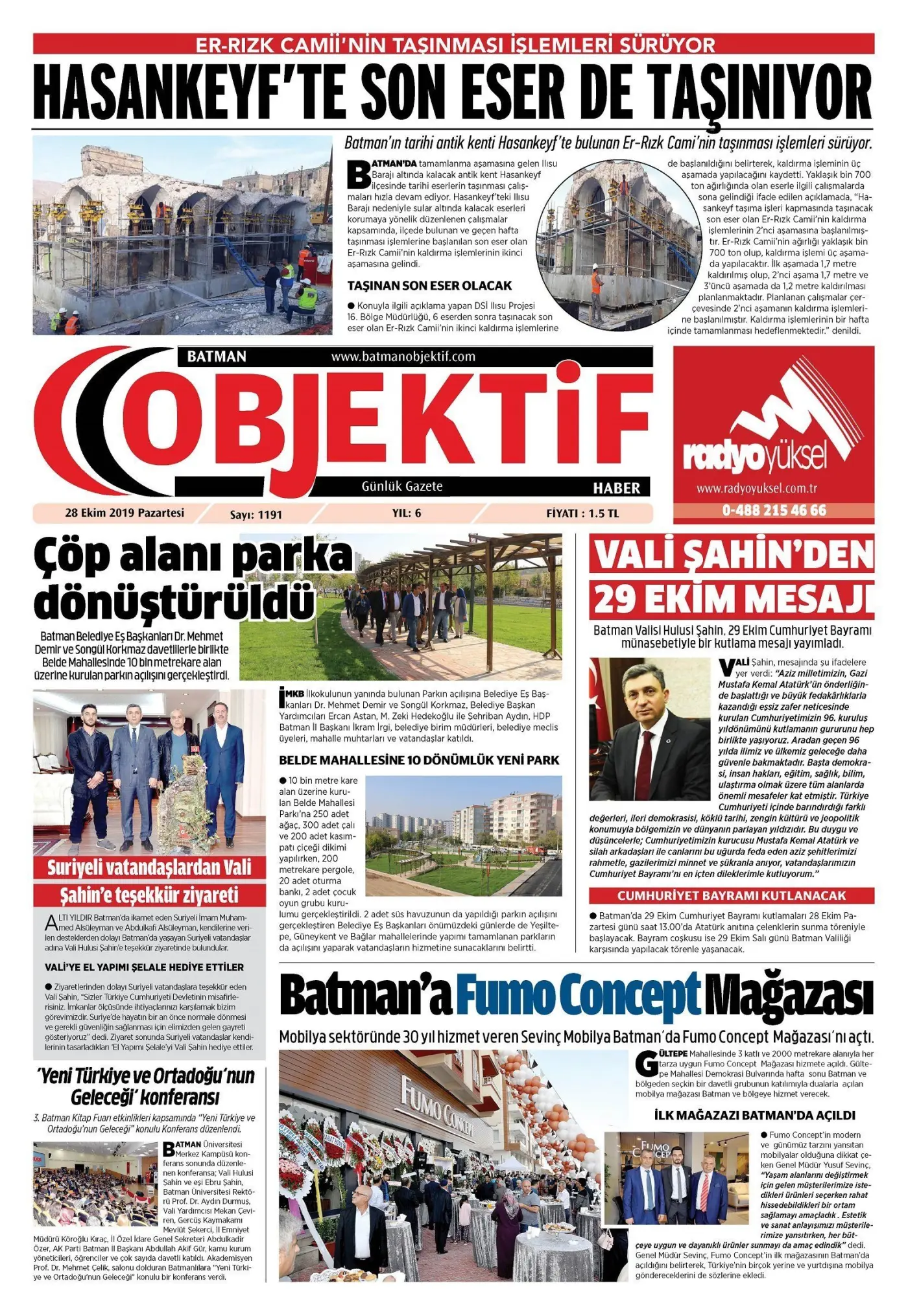27.10.2019 tarihli sayı, 1. sayfa