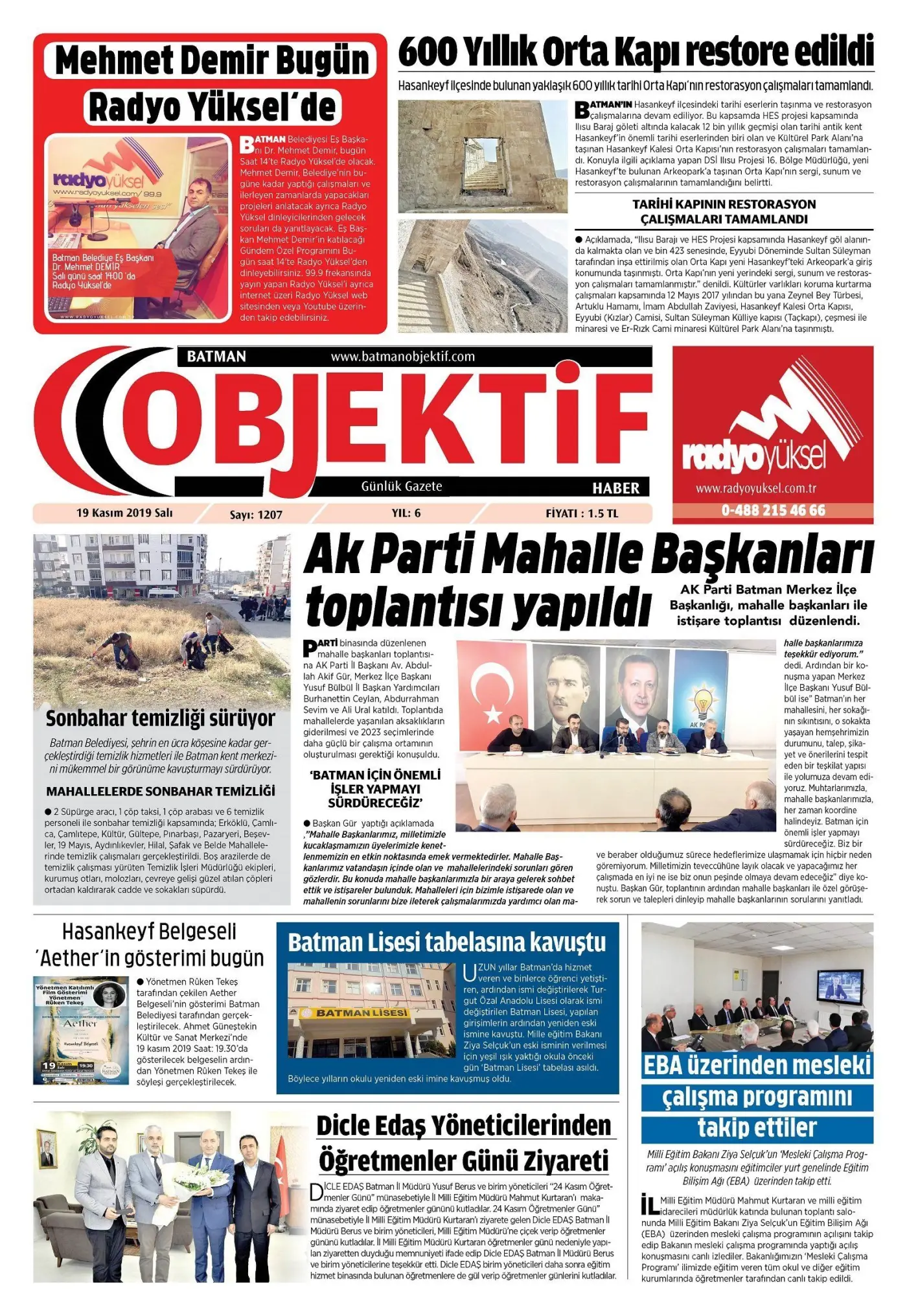 18.11.2019 tarihli sayı, 1. sayfa