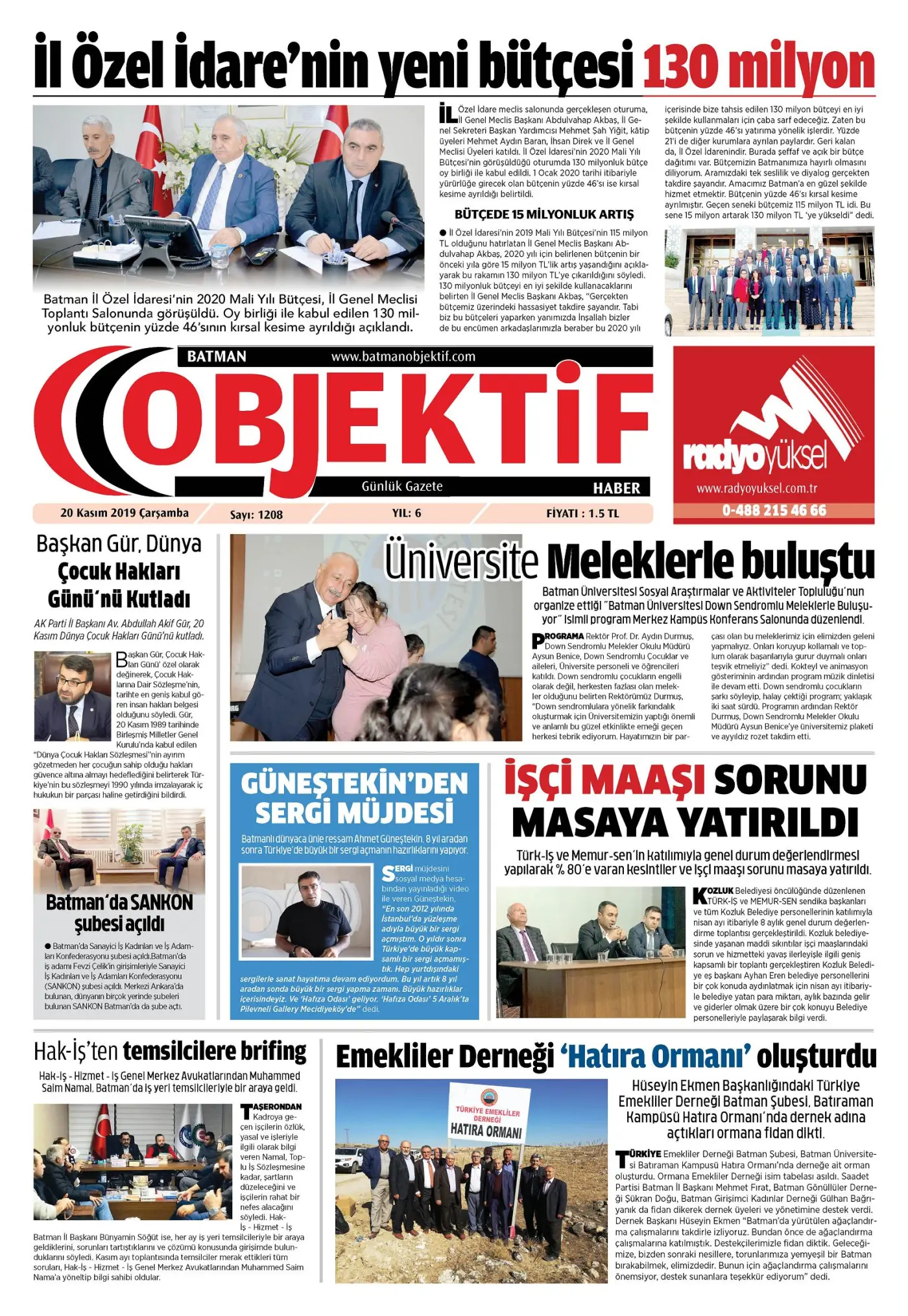 19.11.2019 tarihli sayı, 1. sayfa