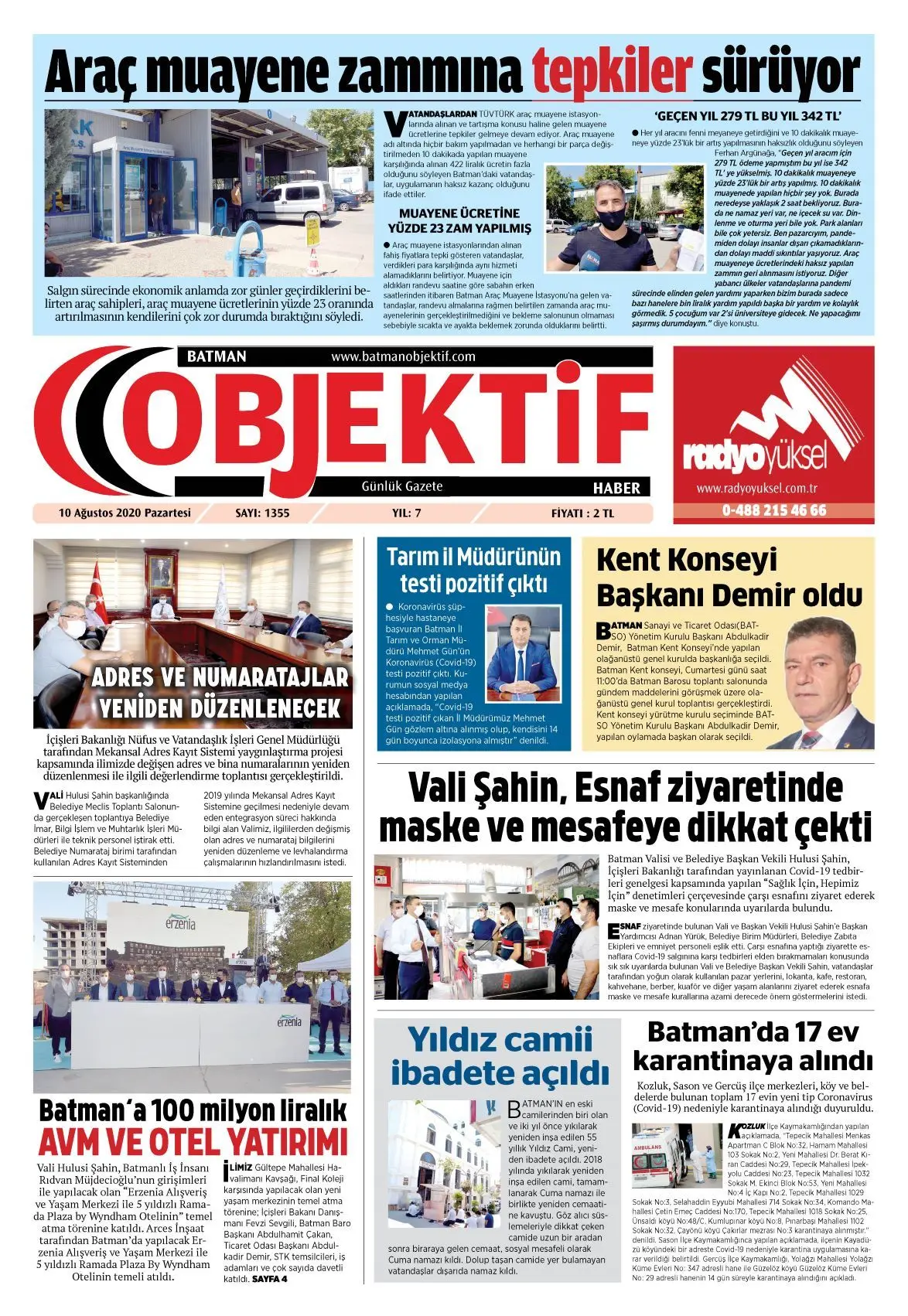 10.08.2020 tarihli sayı, 1. sayfa