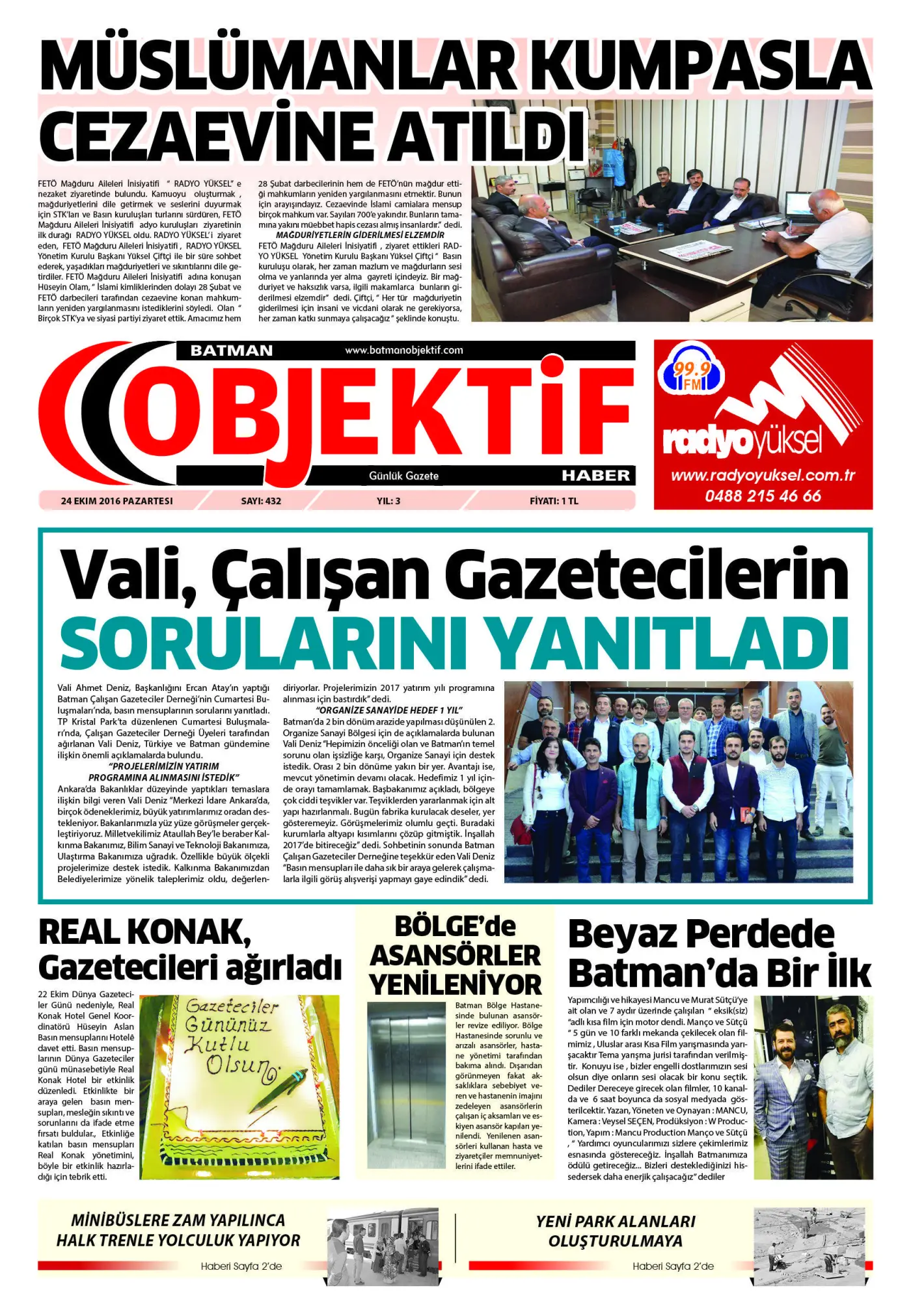24.10.2016 tarihli sayı, 1. sayfa
