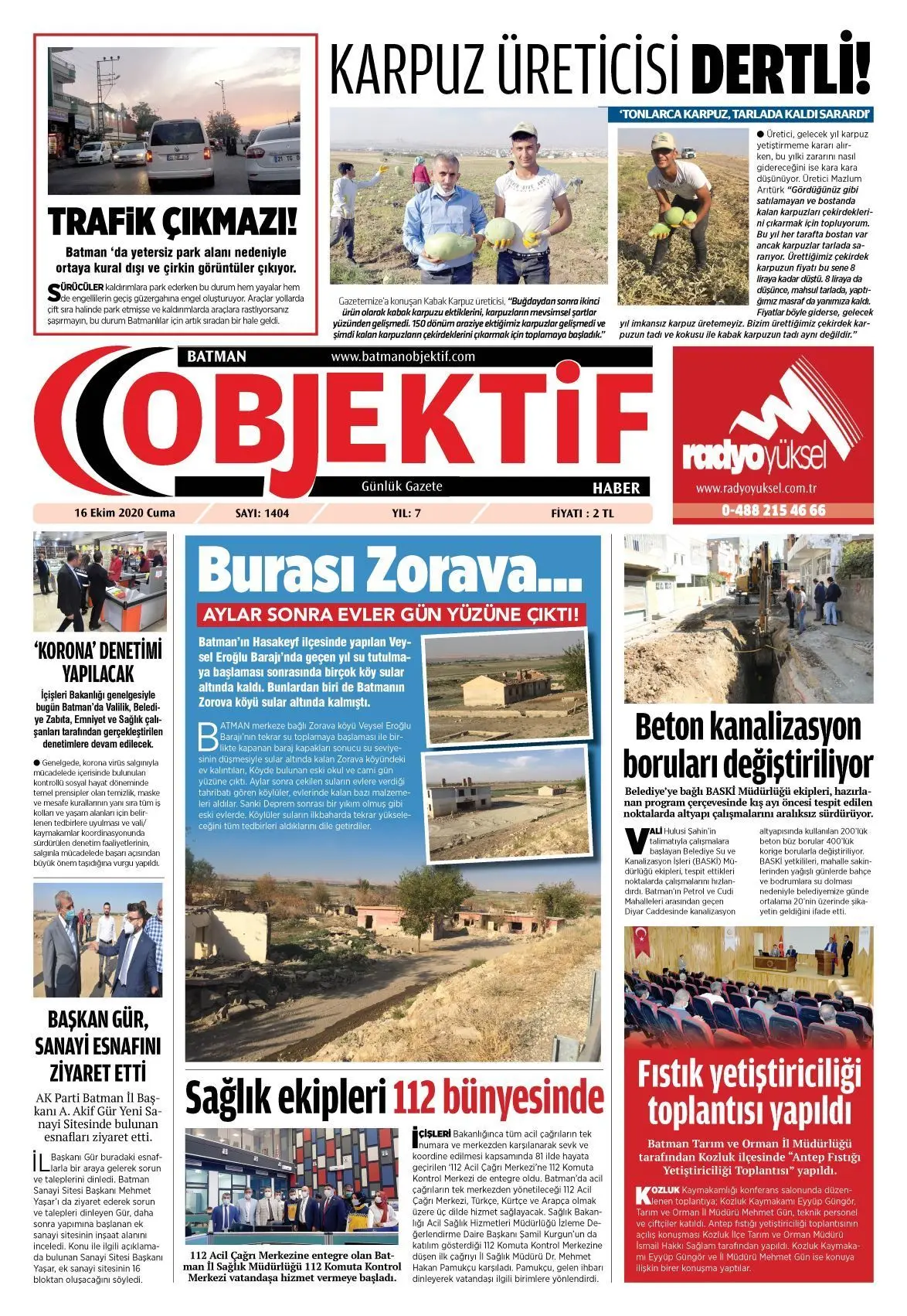 16.10.2020 tarihli sayı, 1. sayfa