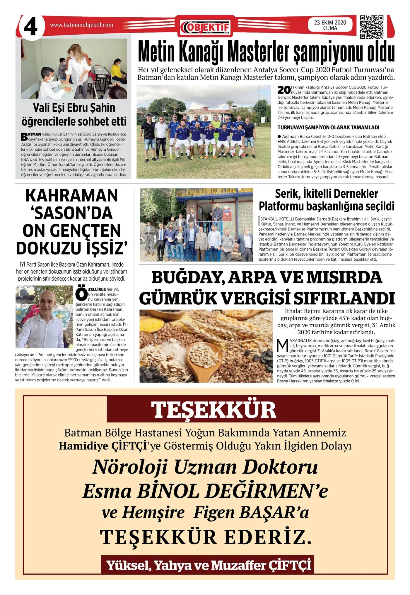 22.10.2020 tarihli sayı, 1. sayfa