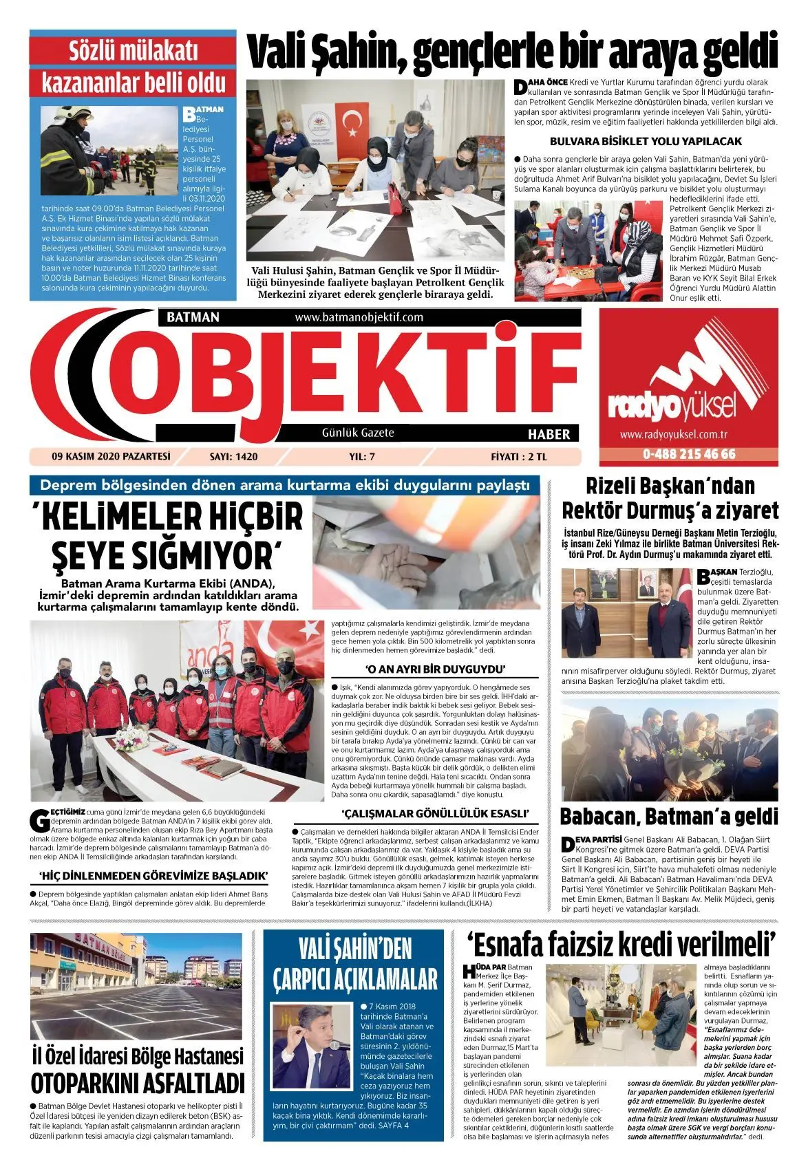 09.11.2020 tarihli sayı, 1. sayfa