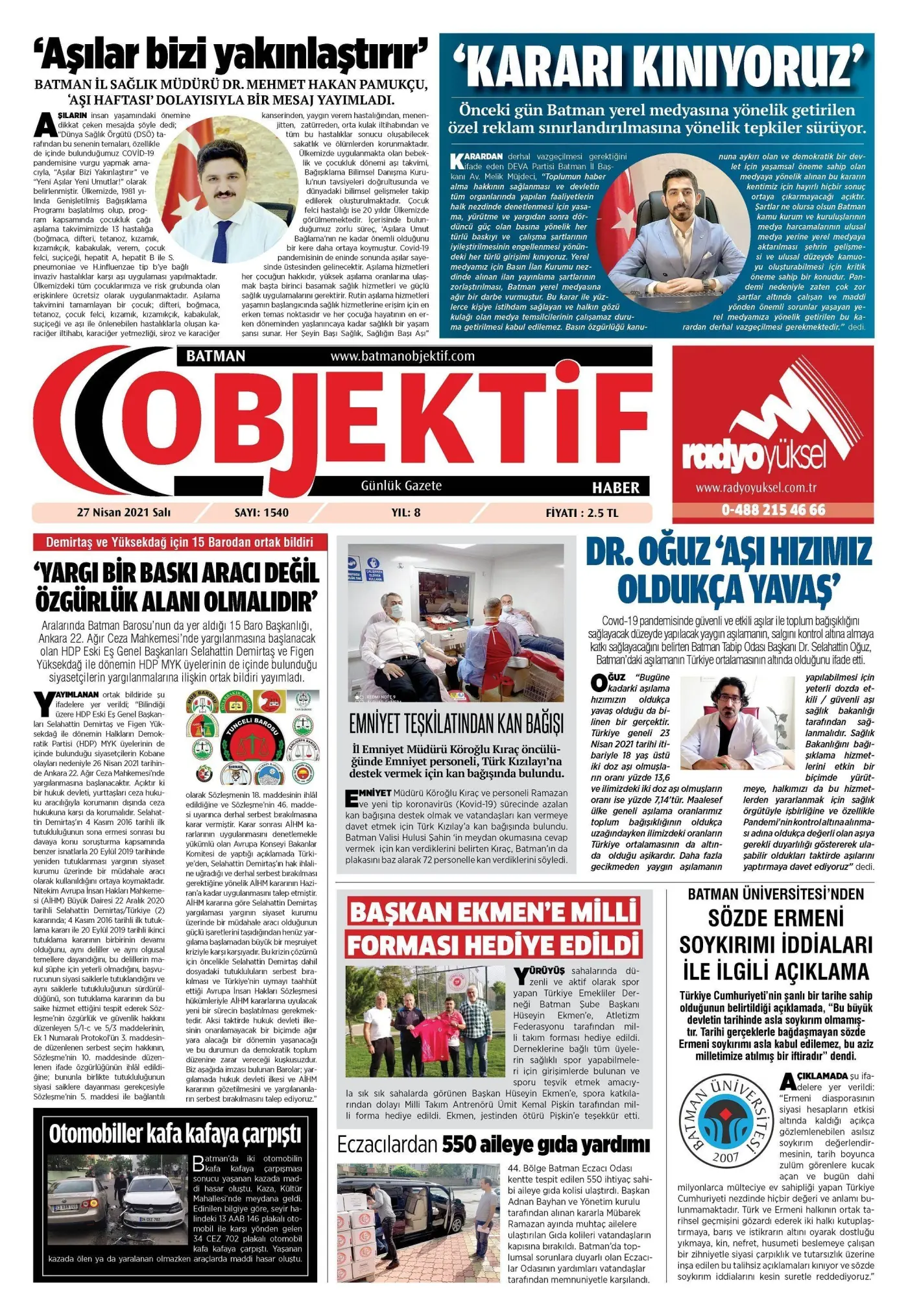 26.04.2021 tarihli sayı, 1. sayfa