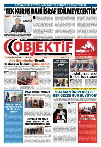 14.12.2021 tarihli sayı, 1. sayfa