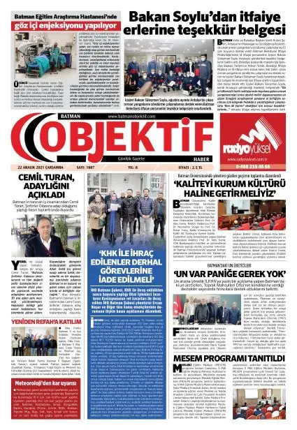 22.12.2021 tarihli sayı, 1. sayfa