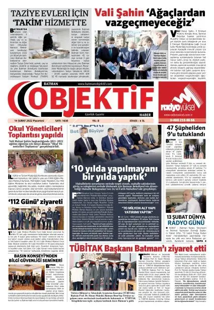 14.02.2022 tarihli sayı, 1. sayfa