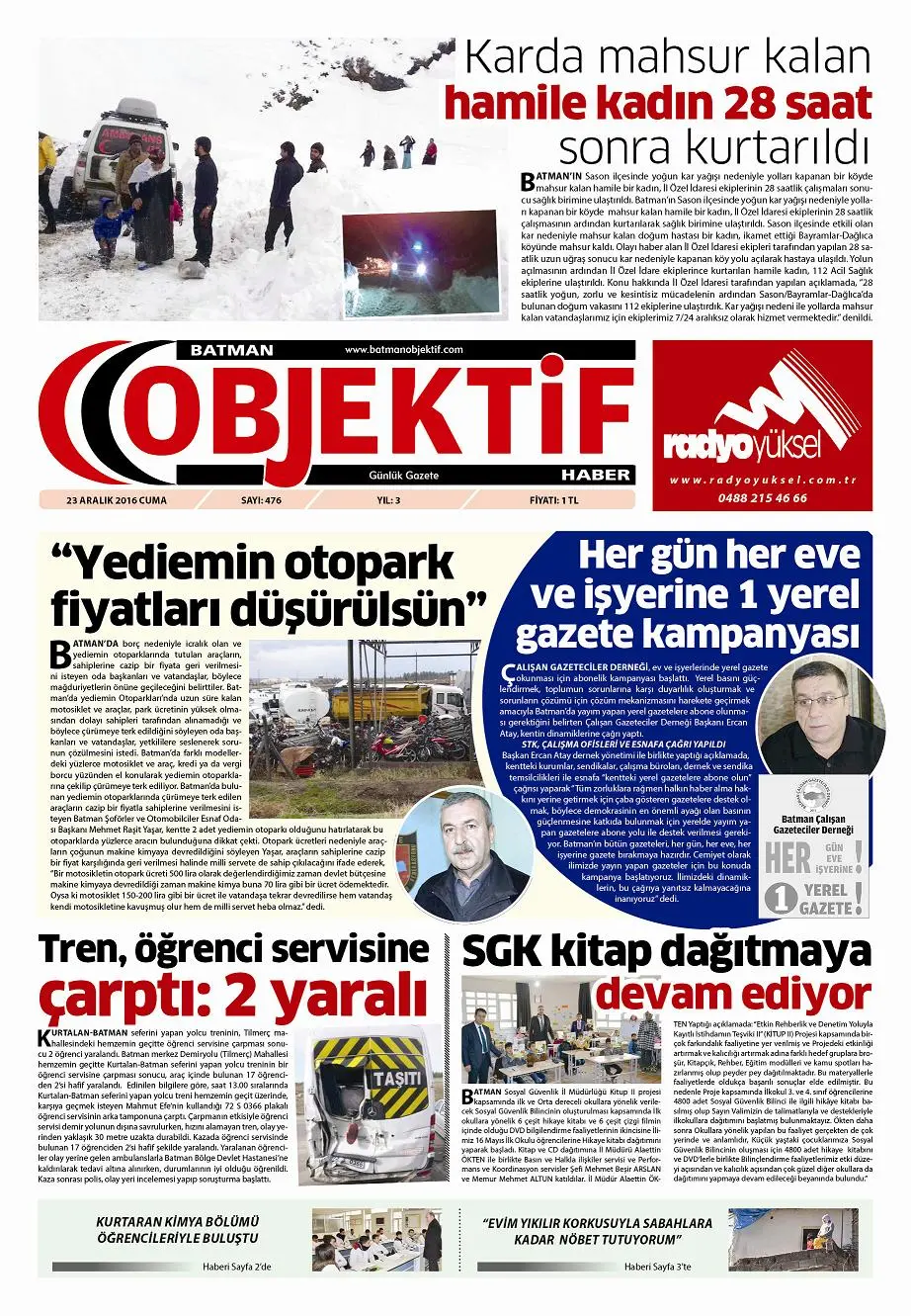 22.12.2016 tarihli sayı, 1. sayfa
