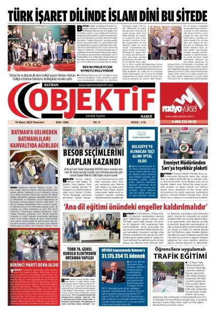 15.05.2022 tarihli sayı, 1. sayfa