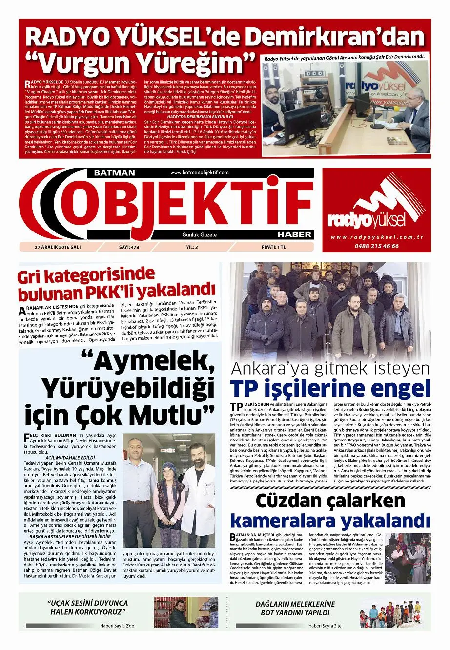27.12.2016 tarihli sayı, 1. sayfa