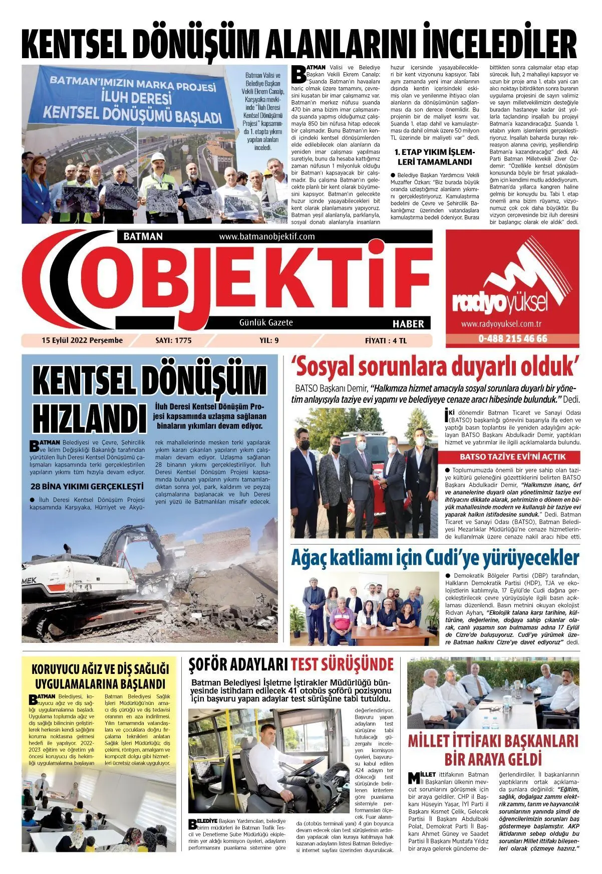 15.09.2022 tarihli sayı, 1. sayfa