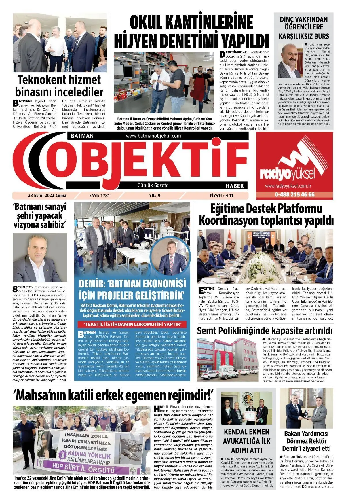 23.09.2022 tarihli sayı, 1. sayfa