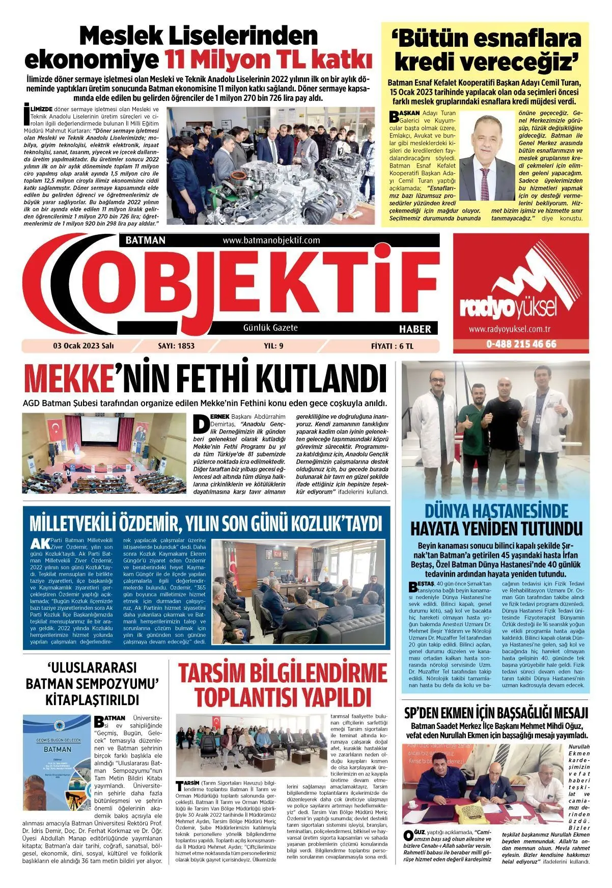 03.01.2023 tarihli sayı, 1. sayfa