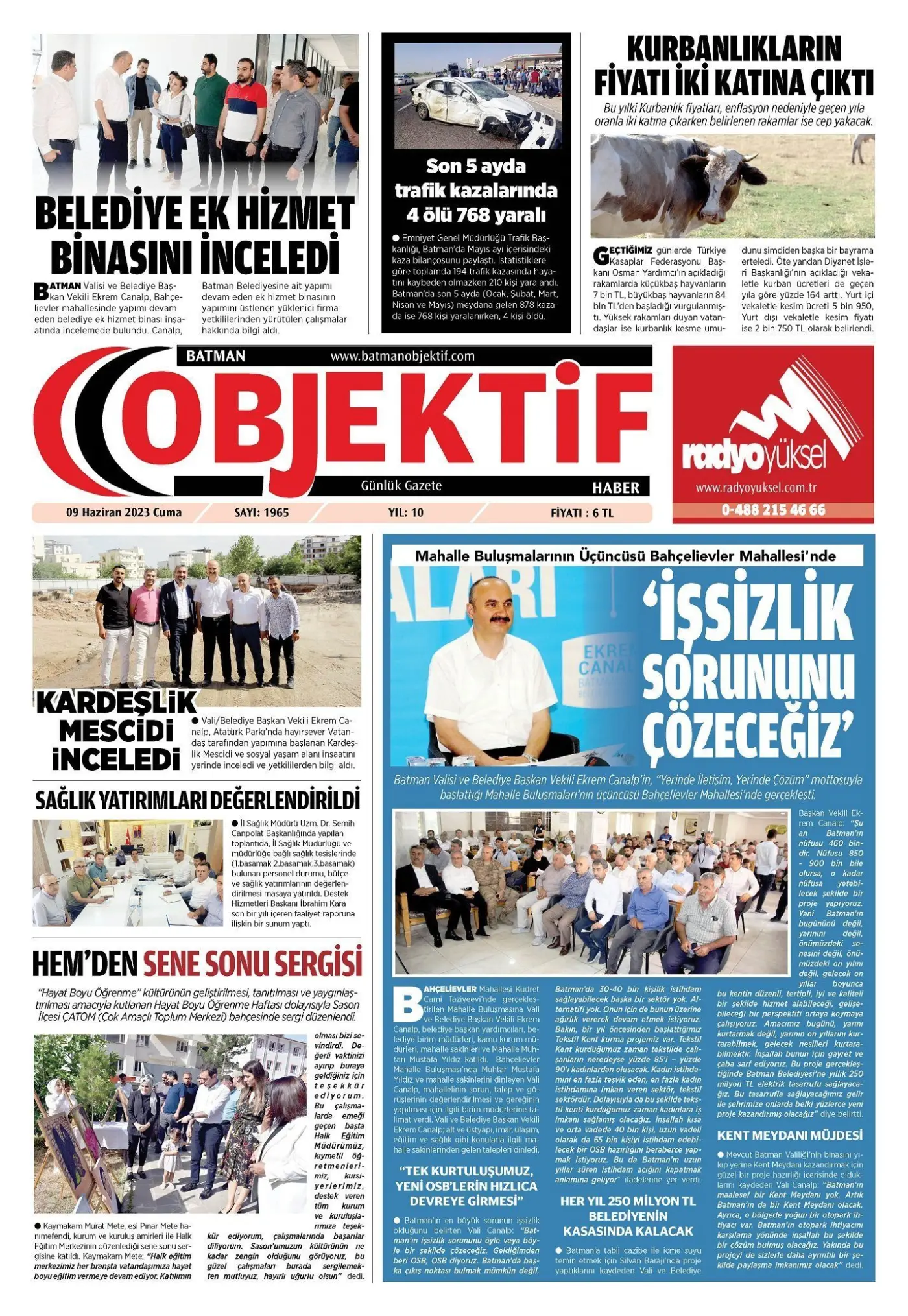 10.06.2023 tarihli sayı, 1. sayfa