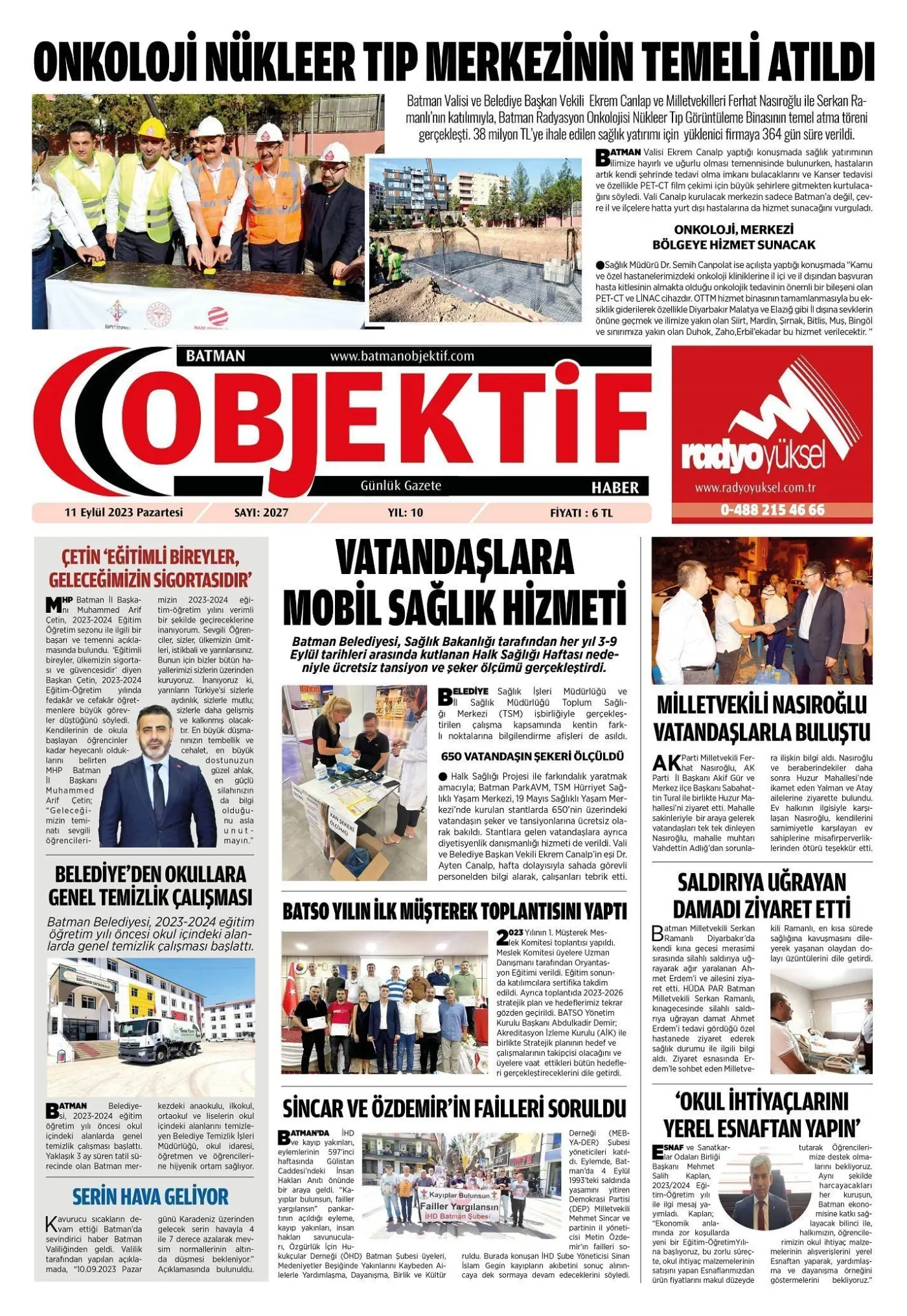 12.09.2023 tarihli sayı, 1. sayfa