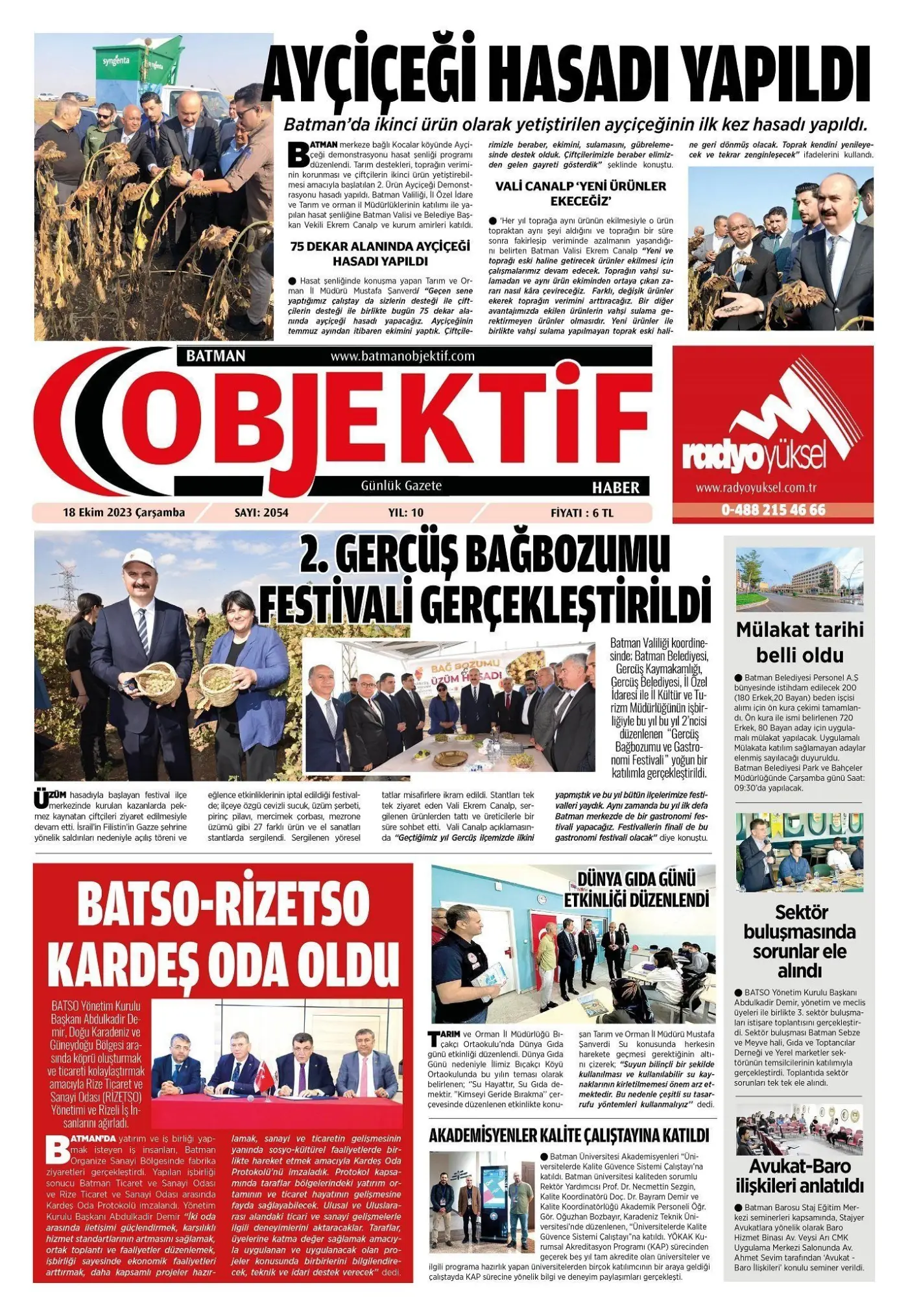 17.10.2023 tarihli sayı, 1. sayfa