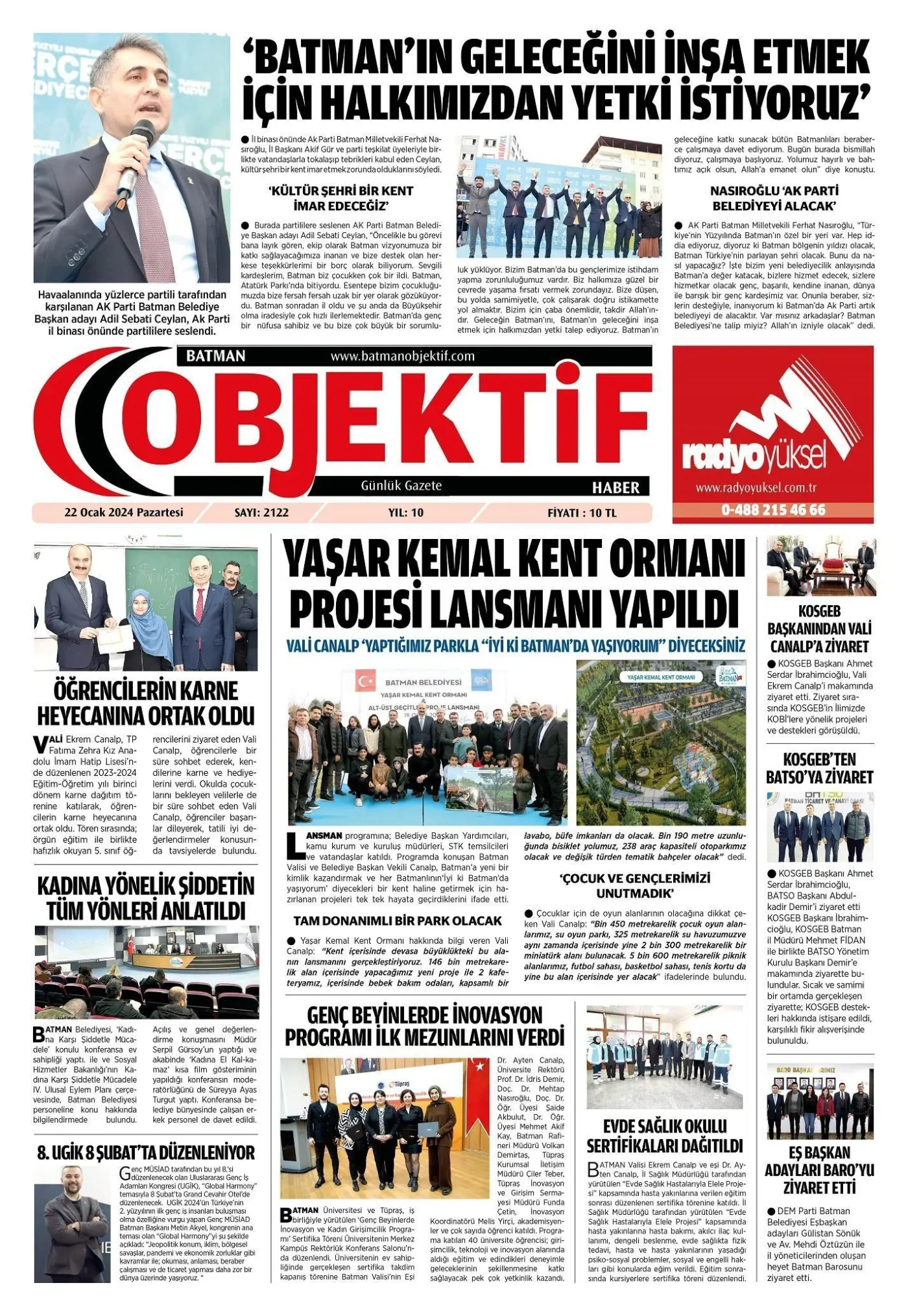 22.01.2024 tarihli sayı, 1. sayfa