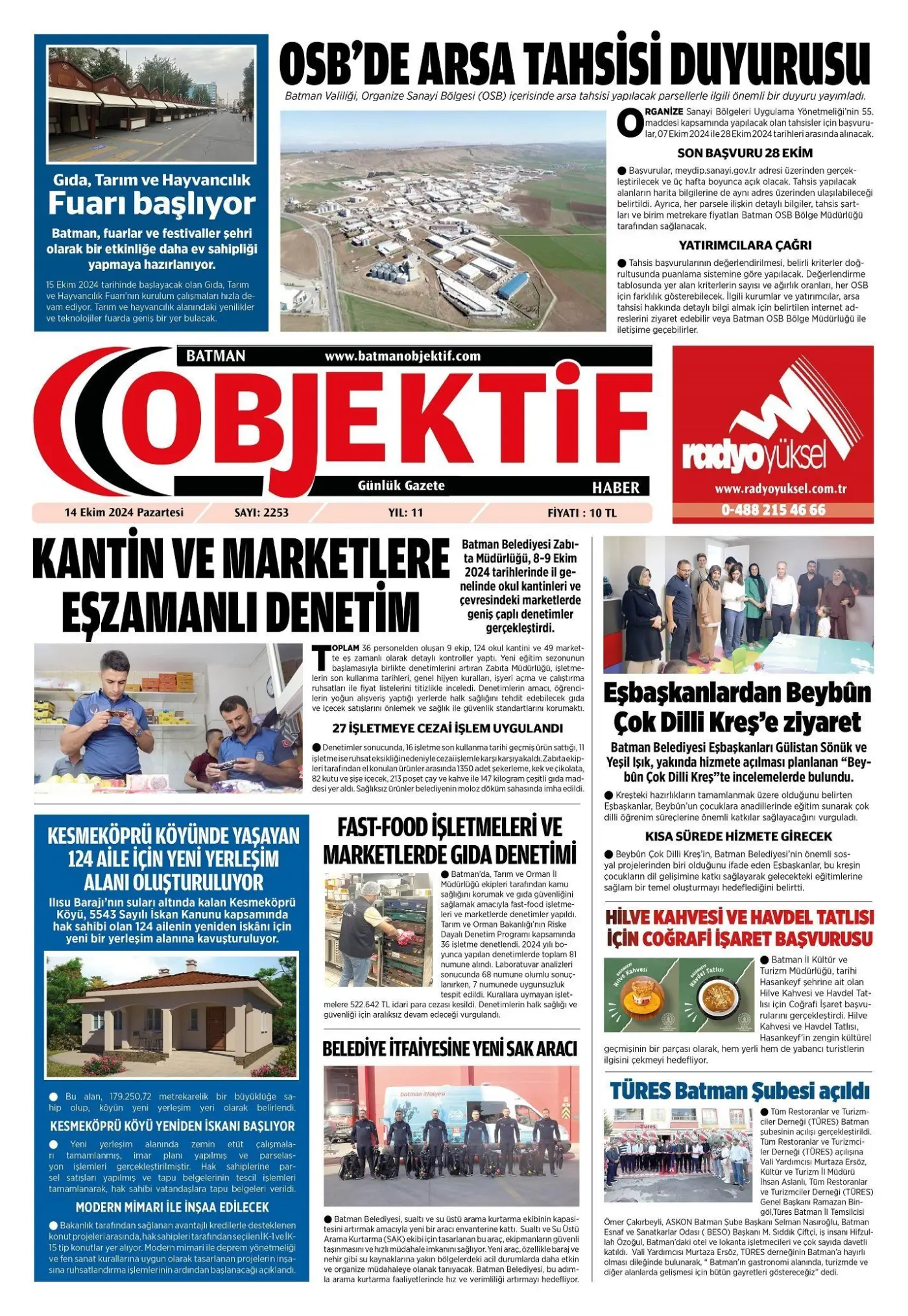 13.10.2024 tarihli sayı, 1. sayfa