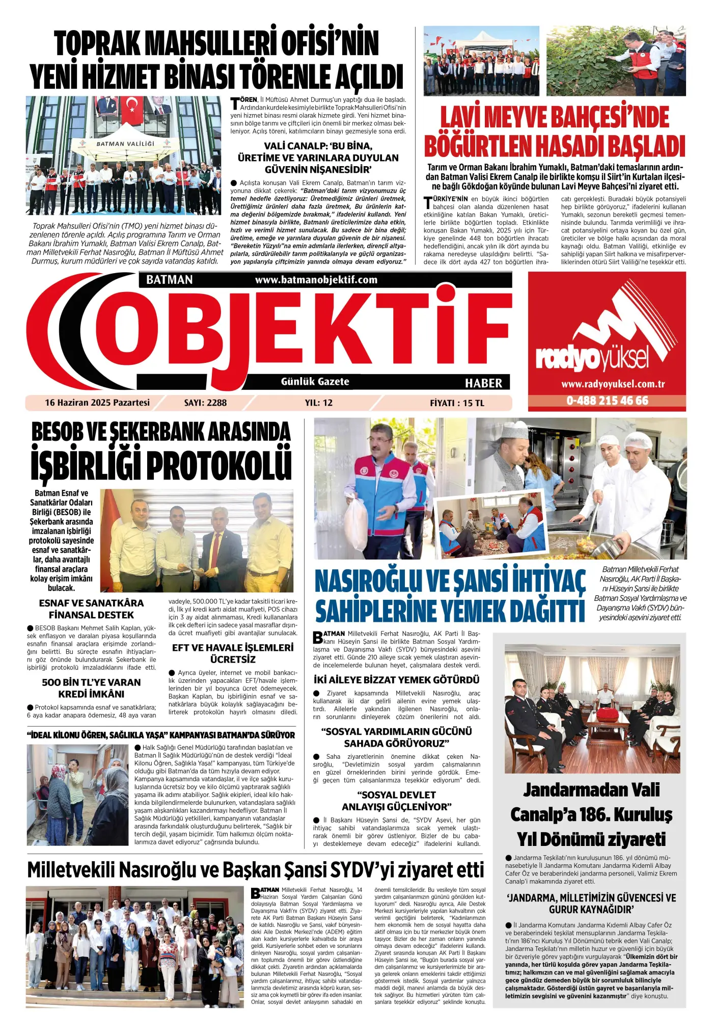 16.06.2025 tarihli sayı, 1. sayfa