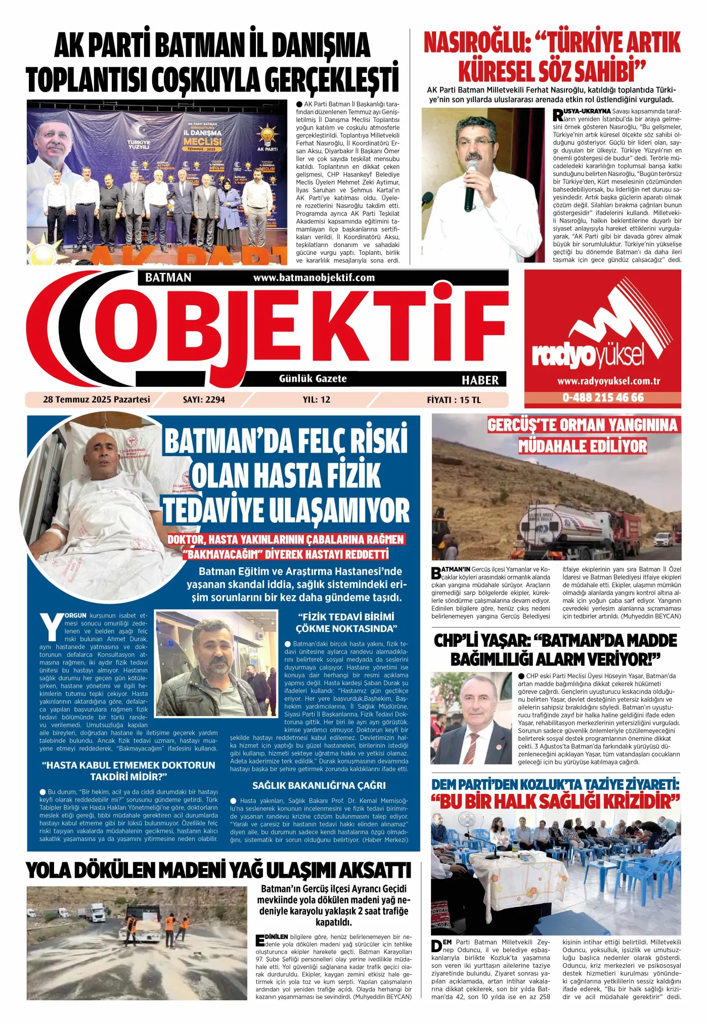 28.07.2025 tarihli sayı, 1. sayfa