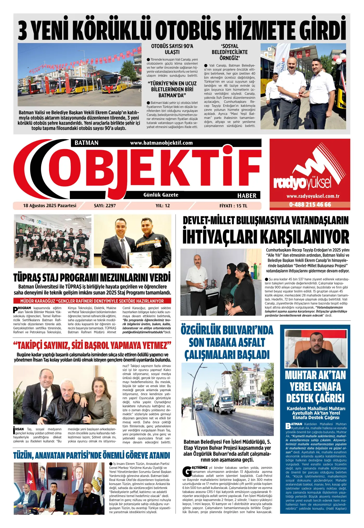 19.08.2025 tarihli sayı, 1. sayfa
