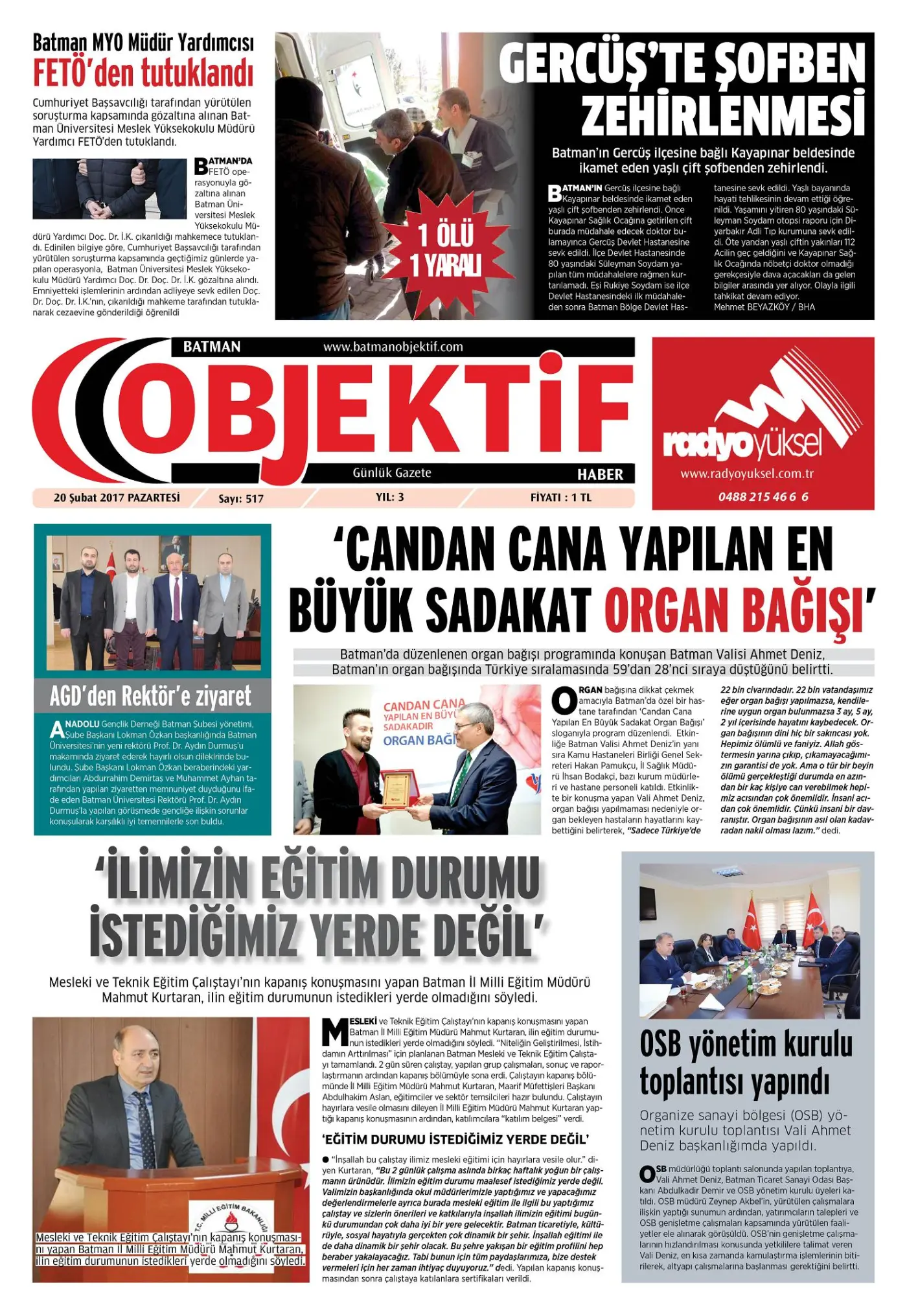 19.02.2017 tarihli sayı, 1. sayfa