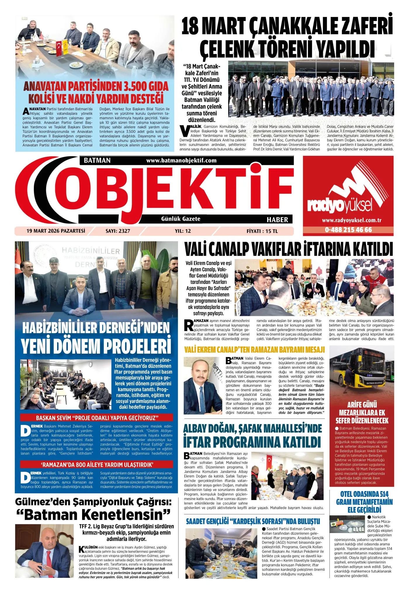 19.03.2026 tarihli sayı, 1. sayfa