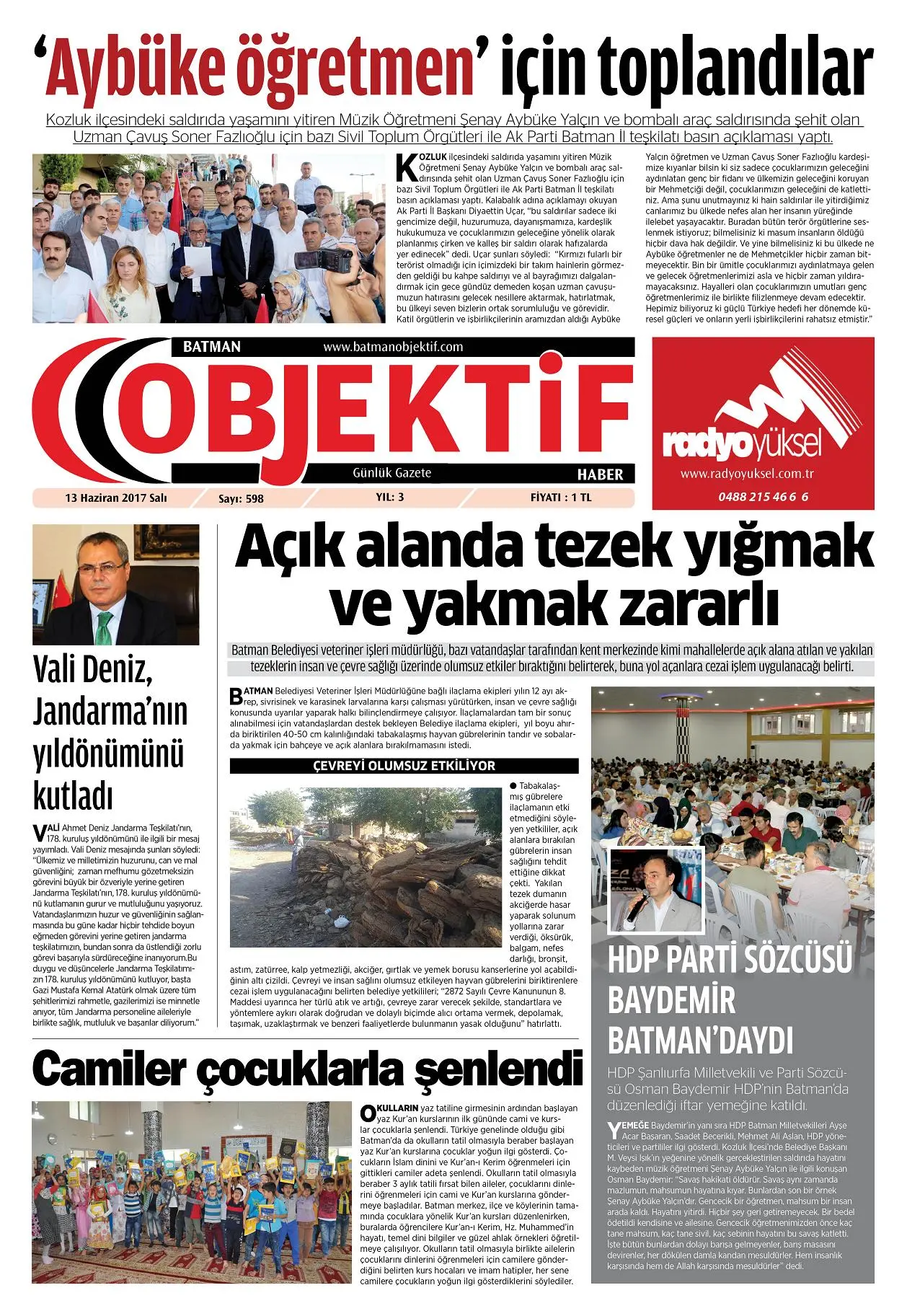 13.06.2017 tarihli sayı, 1. sayfa