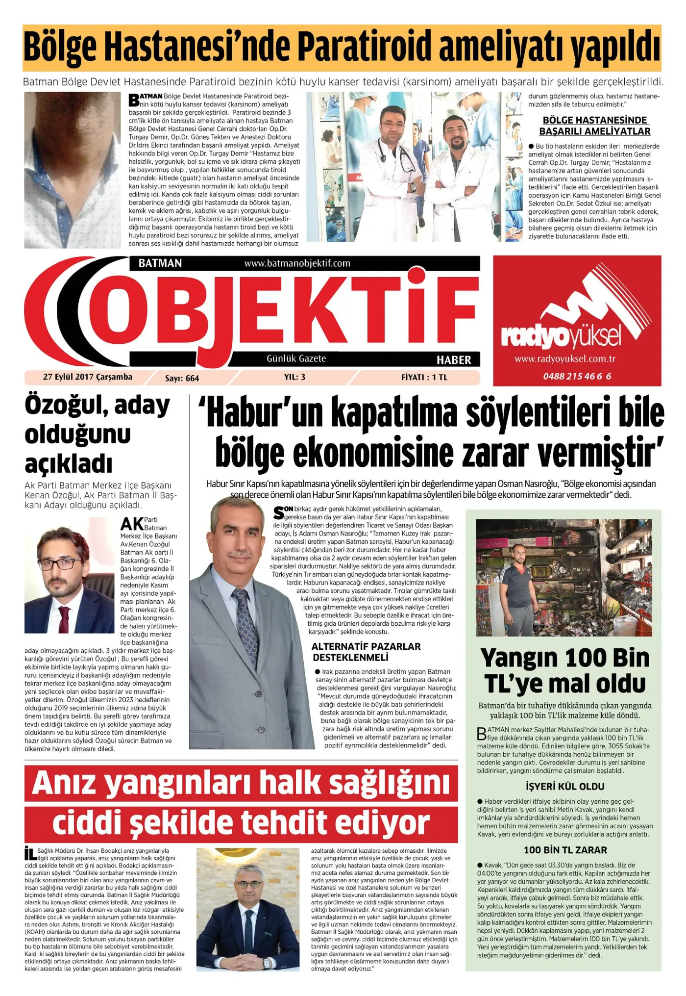 28.09.2017 tarihli sayı, 1. sayfa