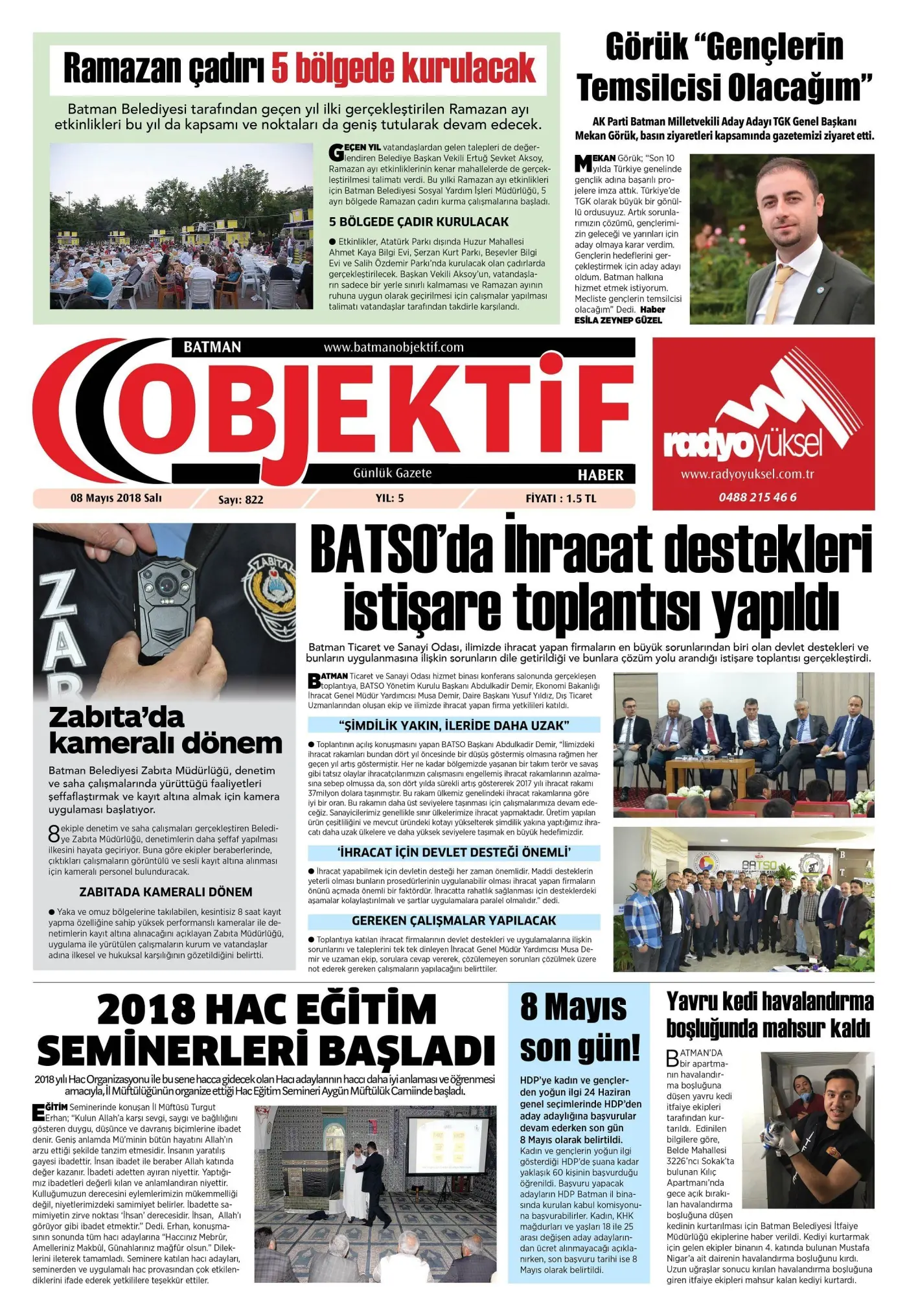 07.05.2018 tarihli sayı, 1. sayfa