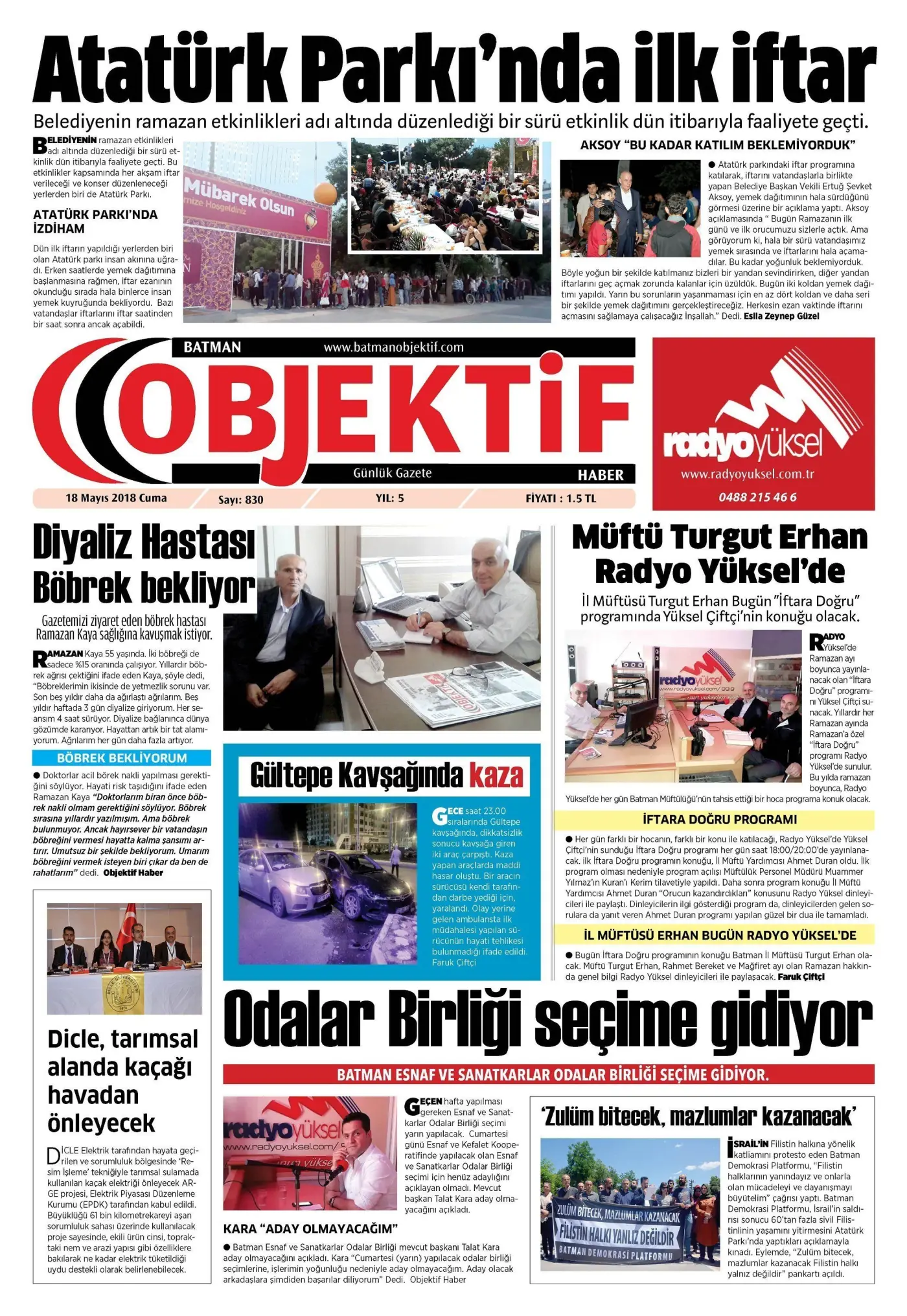 17.05.2018 tarihli sayı, 1. sayfa